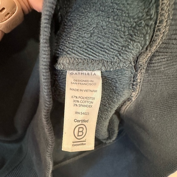 Athleta 1/4 Zip Funnel Neck Cozy Karma Sweatshirt Women Small Petite Nordic Teal - Picture 6 of 8